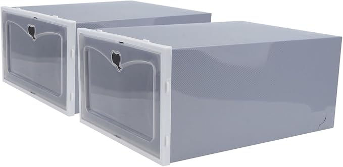 Cabilock 2pcs Stackable Footwear Storage Container Transparent for Sneakers Slippers Sports Shoes Creative Detachable Design for Home Organizer Male