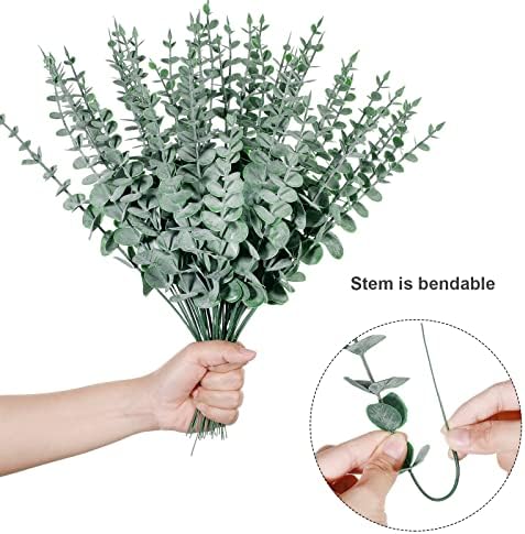 300 Pcs Eucalyptus Stems Faux Greenery Artificial Eucalyptus Leaves Eucalyptus Decor Greenery Stems Faux Greenery Branches for Wedding Centerpiece Flowers Bouquet Farmhouse Home Decor (Dark Green) - Image 3