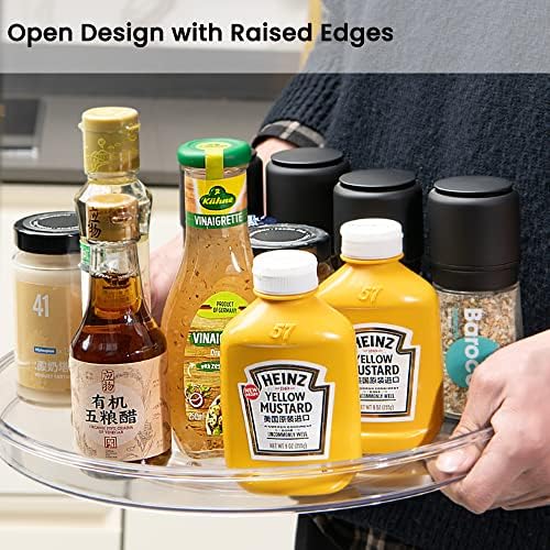 vacane Clear Lazy Susan Organizer, Non-Skid 13" Plastic Lazy Susan Turntable for Cabinet Rotating Pantry Lazy Susan Cabinet Organizer, Storage Containers for Kitchen, Refrigerator Countertop, Bathroom - Image 5
