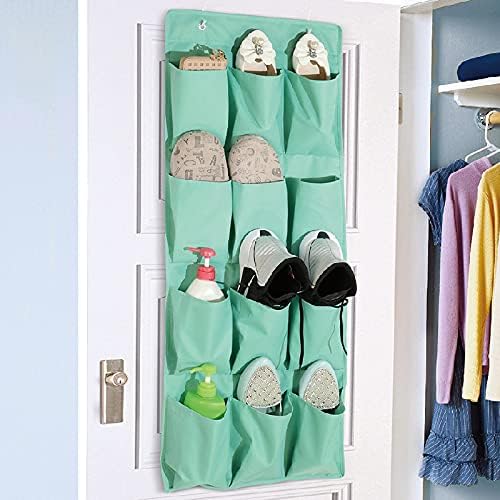 Shoe Organizer for Closet 12 Sections Hanging Shoe Rack for Door Over The Door Shoe Organizer (Orange)