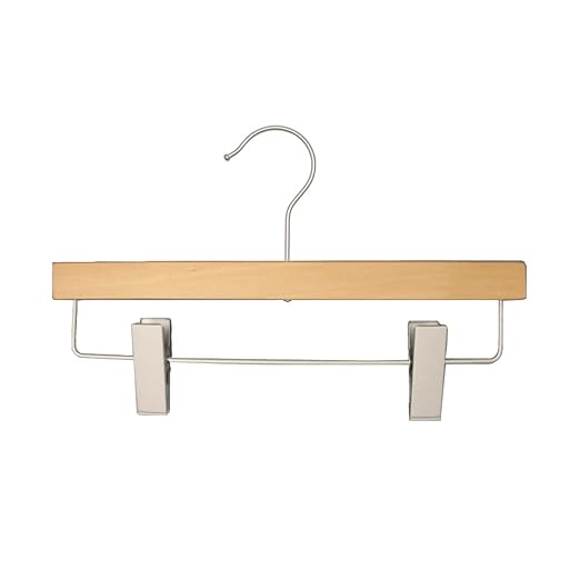 NAHANCO 21012RCHU Wooden Skirt/Pant Hangers - Flat - 12" Low Gloss Natural - Home Use (Pack of 25)