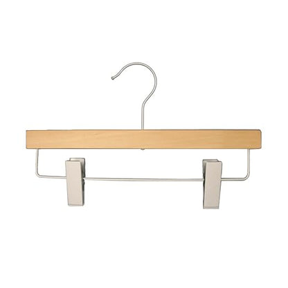 NAHANCO 21012RCHU Wooden Skirt/Pant Hangers - Flat - 12" Low Gloss Natural - Home Use (Pack of 25)