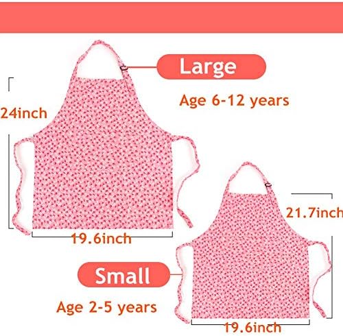 Kids Apron and Chef Hat Set, Cotton Child Toddler Aprons with Pocket - Image 3