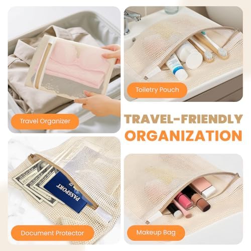 ABRRLO 4Pcs Cotton Mesh Laundry Bags for Delicates,Breathable Mesh Garment Bag for Washing Machine,Travel Wash Bags with Zipper for Bras,Underwear,Socks,Baby Clothes,Laundry Dorm Room Essentials(M) - Image 6