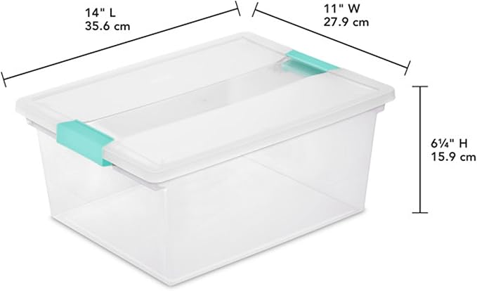 Sterilite 4-Pack Clip Box, Large Stackable Plastic Storage Bins w/ Latching Lids, 18.7 Gal - Heavy-Duty Organizing Containers for Home, Closet, Bathroom, and Office