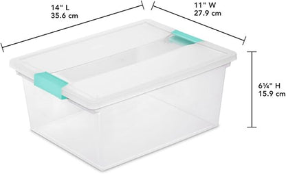 Sterilite 4-Pack Clip Box, Large Stackable Plastic Storage Bins w/ Latching Lids, 18.7 Gal - Heavy-Duty Organizing Containers for Home, Closet, Bathroom, and Office