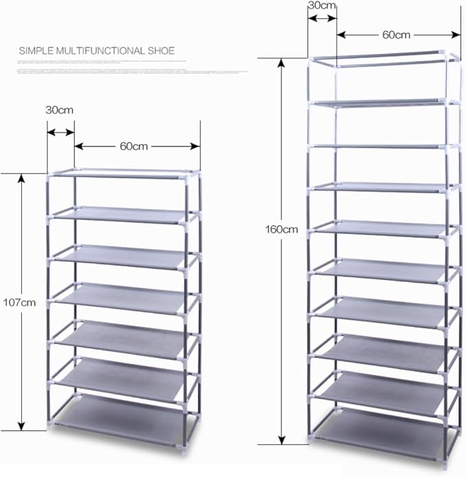 63" The Large Shoe Rack with dust Cover Shoe Rack with Covers on The 10-Floor Non-Woven Shoe Cabinet is Used for Closet, Bedroom and Garage, (Wine)