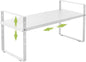 Across-Star Expandable Cabinet Shelf Organizer Rack, Stackable Kitchen Counter Storage Shelves Stand, Adjustable Height Pantry Shelf Spice Rack (White, 1 Pack)