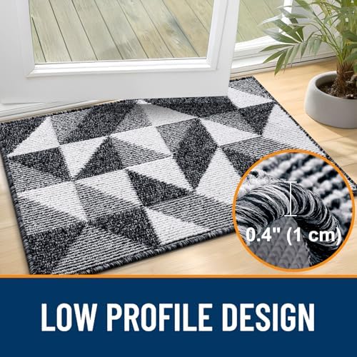 OLANLY Door Mat Indoor Entrance Washable 36x24, Odor-Free Low-Profile Front Back Geometric Doormat, Absorbent Resist Dirt Entry Carpet, Easy to Clean Sturdy Inside Floor Mats for Entryway, Black - Image 4