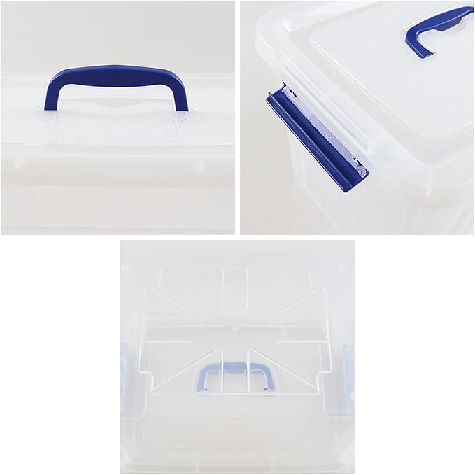 Anbers 12 Quart Clear Plastic Bin with Lid, Latching Box with Handle, Set of 1