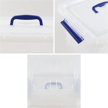 Anbers 12 Quart Clear Plastic Bin with Lid, Latching Box with Handle, Set of 1