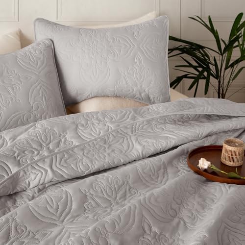 Whale Flotilla Twin Quilt Bedding Set Vintage Damask Reversible Bedspread - Image 3