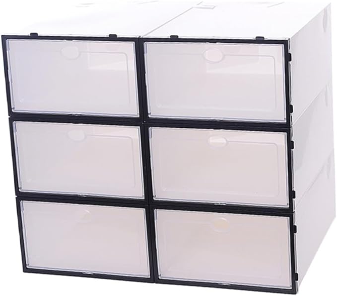 6pcs Shoe Storage Boxes Plastic Shoe Containers Closet Organizer Sturdy Folding Racks