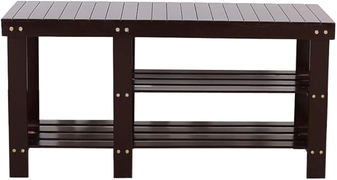None/Brand Bamboo Shoe Rack with Storage Shelf, Three-Layer Wooden Shoe Rack, can Hold 551 pounds, Very Suitable for Corridor, Bathroom, Living Room and Corridor Entrance (Coffee(Boots Version))