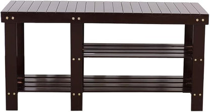 None/Brand Bamboo Shoe Rack with Storage Shelf, Three-Layer Wooden Shoe Rack, can Hold 551 pounds, Very Suitable for Corridor, Bathroom, Living Room and Corridor Entrance (Coffee(Boots Version))