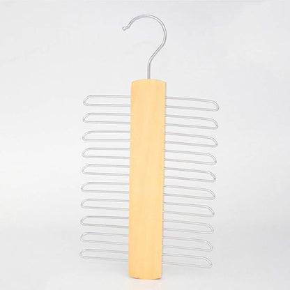 Wooden 20 Bar Tie Rack Hanger - Scarf, Belt, Accessory Organiser, White Solid Wood Tie Hanger 23x3.8x1.2cm