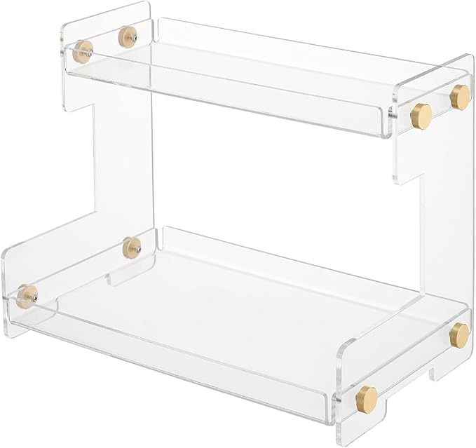 LEQ 2 Tier Bathroom Organizer Countertop Storage, Acrylic Standing Holder Cosmetic Storage Perfume Shelf for Bathroom, Bedroom, Dressing Table and Other Scenes that Need Storage
