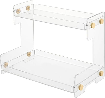LEQ 2 Tier Bathroom Organizer Countertop Storage, Acrylic Standing Holder Cosmetic Storage Perfume Shelf for Bathroom, Bedroom, Dressing Table and Other Scenes that Need Storage