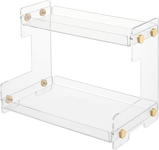 LEQ 2 Tier Bathroom Organizer Countertop Storage, Acrylic Standing Holder Cosmetic Storage Perfume Shelf for Bathroom, Bedroom, Dressing Table and Other Scenes that Need Storage