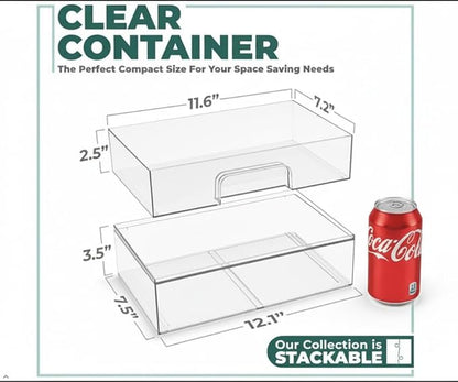 Sorbus Acrylic Storage Containers - 2 Pack, Stackable Storage Bins Set for Bathroom Organization - Clear Acrylic Drawer Organizers - Makeup Case Pull-Out Drawers (12.1’’ Wide)