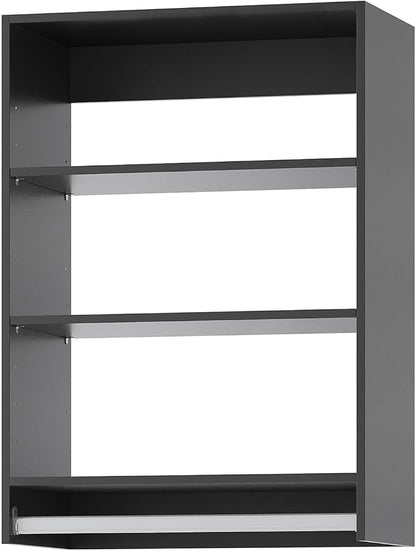 ROOMTEC 25.5" Medium Hanging Closet Unit, Modular Closet System with Hanging Rod, Wardrobe Organizer for Bedroom or Walk-in Closet, Wall Mounted, Customizable Clothes Storage Unit, Black