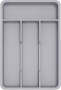 Lifewit Silverware Drawer Organizer Tray, Plastic Cutlery Storage for Kitchen, Flatware and Utensil Holder Divider for Spoons Forks Knives Tableware, 7.8 x 12.4", 4 Slots, Gray