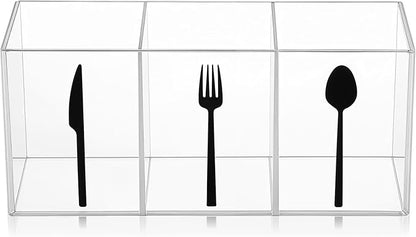 Cutlery Storage Organizer Silverware Caddy Utensil Holder Countertop Knife Spoon and Fork Organizer Kitchen 3 Section Tableware Storage Box Indoor Party Outdoor Tableware Holder