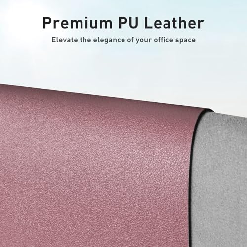 Aothia Leather Desk Pad Protector, Mouse Pad, Office Desk Mat, Non-Slip PU Leather Desk Blotter, Laptop Desk Pad, Waterproof Desk Writing Pad for Office and Home (Dark Pink,36" x 17") - Image 2