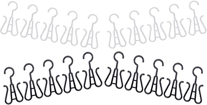 COHEALI 20pcs Plastic Shoe Hangers Set Shoe Storage Hooks with Black and White Hanging Organizers Space-saving Holder for Closet and Household Use