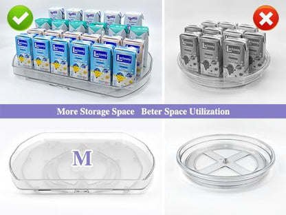 Incostar 360° Rotating Lazy Susan Turntable - Multifunctional Rectangular Organizer 15.1" x 11.4" for Refrigerator, Cabinet, Pantry, and Kitchen Countertop (4 Pack)