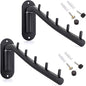 Sumnacon 2 Pcs Stainless Steel Clothes Hanger Rack-Wall Mount Garment Hook with Swing Arm, Sturdy Coat Robe Storage Organizer for Laundry Room Bedrooms Clothing Drying Rack with 5 Hooks, Black