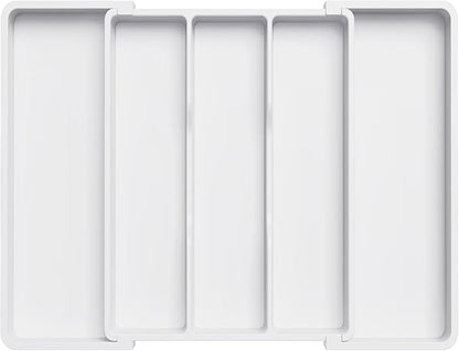 Lifewit Utensil Organizer for Kitchen Drawers, Expandable Cooking Utensil Tray, Adjustable Cutlery Silverware Flatware Holder, Plastic Spatula Tools Storage Divider, 13-22 x 15", White