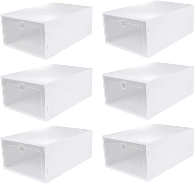 Hemobllo 6pcs Stackable Transparent Shoe Storage Boxes Organizer for Closet Drawer Type Protective Shoe Organizer for Heels Sneakers Slippers Boots PP Material Multi Functional Space Saving