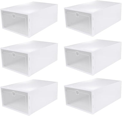 Homoyoyo 6pcs Shoe Storage Boxes with Lids, Stackable Plastic Shoe Organizer Bins for Women’s Sneakers, High Heels, and Boots, Space-saving Closet Storage Solution Assorted style