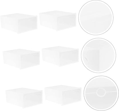 Outanaya 6pcs Thicken Shoes Storage Boxes Stackable Shoe Racks Plastic Containers Keep Your Home Tidy