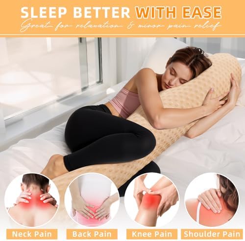 59in Long Body Pillow for Adults Sleeping,with Invisible Zipper Recovable Cover Plush Long Round Cervical Cylinder Cushion for Girl Bed Decoration - Image 7