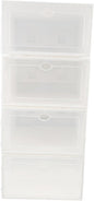 VILLCASE 4pcs Thickened Transparent Plastic Shoe Boxes Home Use Dustproof Shoe Storage Holders with White Frame Stackable Organizer Containers
