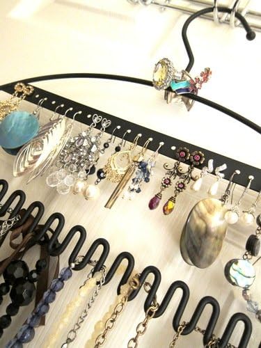Hang It Jewelry Organizer - Stores Earrings, Bracelets, Rings and Necklaces | Perfect Solution to Messy & Tangled Jewelry Boxes | Extremely Durable - 3MM Steel | Blue Velvet