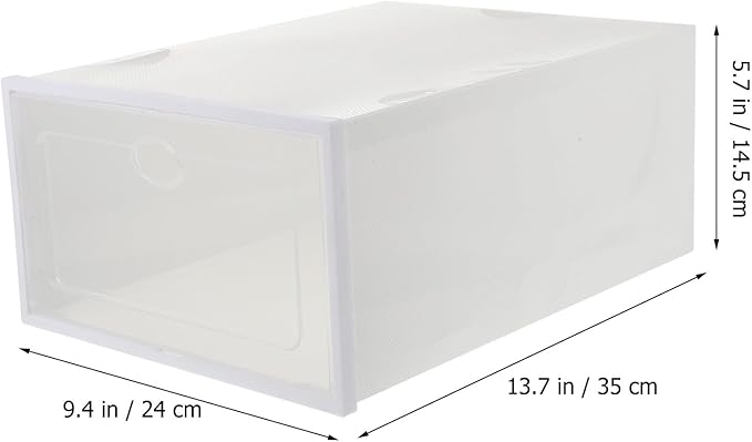 Plastic Shoe Storage Box 2pcs, Drawer-type Shoe Organizer 35x24x14.5cm, Stackable Creative Storage Case for Sneakers and Boots, Beige