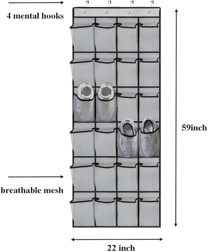 2 Pack Shoe Organizer Hanging Shoe Holders Over The Wall Behind Door Hanger, Nonslip Holders, Shoes, Sneakers and Home Accessories (Gray)