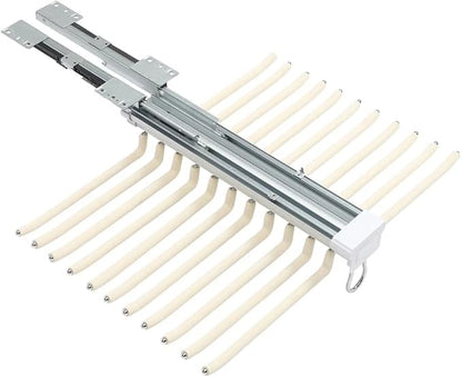 Pull Out Pants Rack Pants, 22 Arms Steel Pull Out Pants Rack 33lbs 23.2 * 18.1 * 3.7inch Hanging Installation Pants Hanger Bar Clothes Organizers for Hanging Jeans Pants Ties & Scarves (Beige)