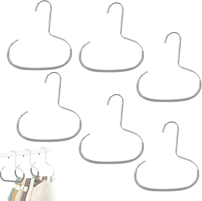 Durable Steel Hangers: Maximize Closet Space with Versatile Storage, Stainless Steel Hat Hangers for Closet, Hat Rack Hats Holder for Baseball Caps, Scarf and Hats Organizer (Gray,6 PCS)