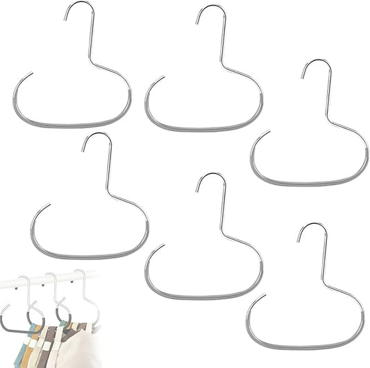 Durable Steel Hangers: Maximize Closet Space with Versatile Storage, Stainless Steel Hat Hangers for Closet, Hat Rack Hats Holder for Baseball Caps, Scarf and Hats Organizer (Gray,6 PCS)