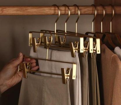 Premium Matte Gold Aluminum Pants Clip Hanger 10 Pack, Extra Smooth & Durable Metal Shirt Dress Aluminum Alloy Hanger,Clothing Support,Clothing Hang