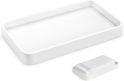 Gurygo 10" Bathroom Countertop and Vanity Tray - Kitchen Tray for Soap Bottles - Ceramic Vanity Tray for Bathroom Counter Organization - Kitchen Tray(White, Set/1)