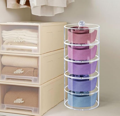 Belt Organizer, 4-Tier Acrylic Belt Storage & Holder for Closet, Clear Acrylic Display Case with Dust Cover for Belts