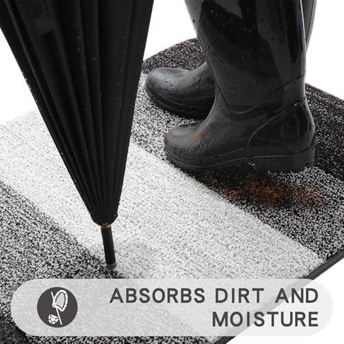 Kitinjoy Indoor Outdoor Door Mat, 47x17 Non-Slip Dirt Trapper Doormats - Image 2