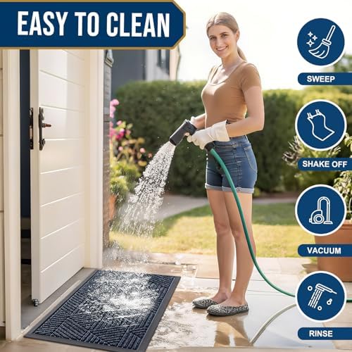 Smiry Front Door Mat Outside Entrance, Low Profile Rubber Doormat, 29.5x17 - Image 6