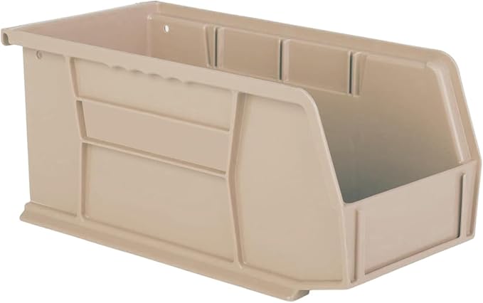 Hudson Exchange 11" x 5-1/2" x 5" (6 Pack) Plastic Stackable Storage Bin and Hanging Container, Stone