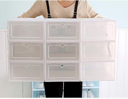 Foldable Shoe Box, 20/24Pcs Stackable Plastic Clear Shoe Storage Box,Storage Bins Shoe Container Home Organizer Rack Stack (20Pcs)